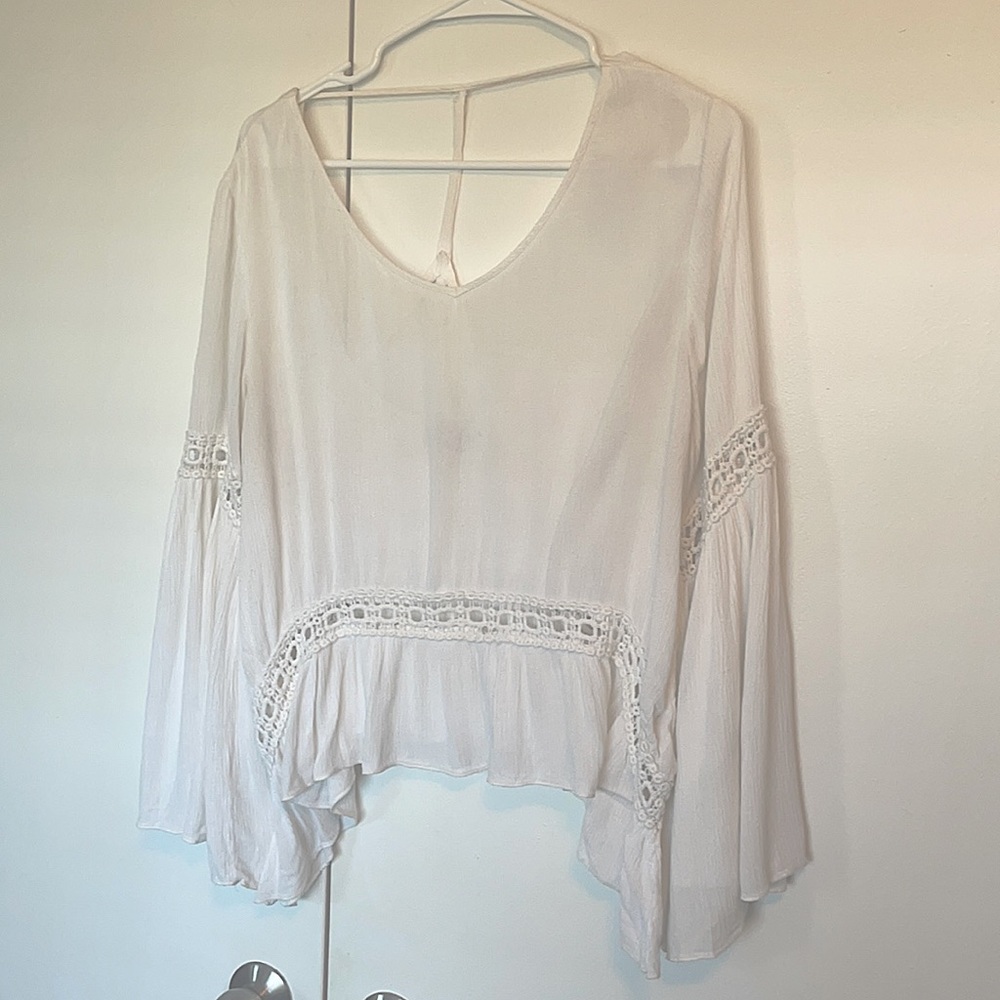White Boho Open Back Top